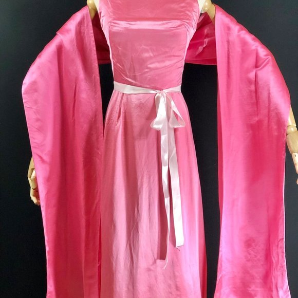 COTILLION PINK formal dress bubblegum silk long ma - Picture 2 of 9